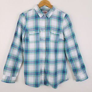 Old Navy Teal & Blue Plaid Shirt